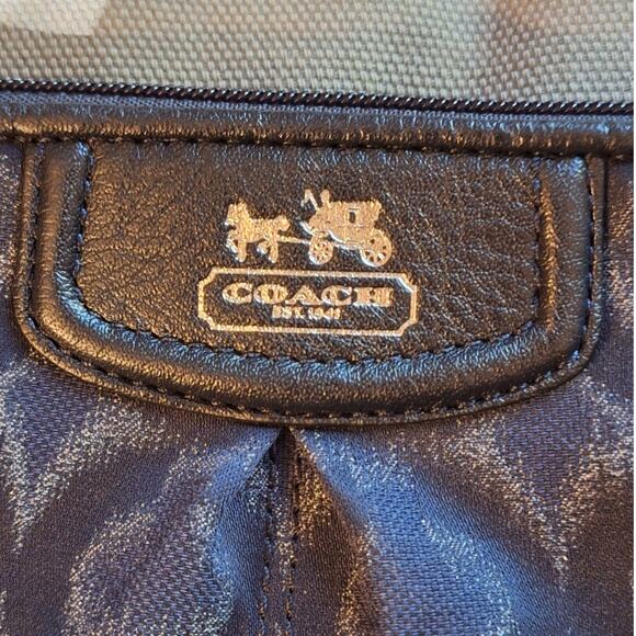 Coach Wristlet Navy Black Gray Logo 6.5" x 4" Clutch Classic Going Out Evening - Picture 2 of 7